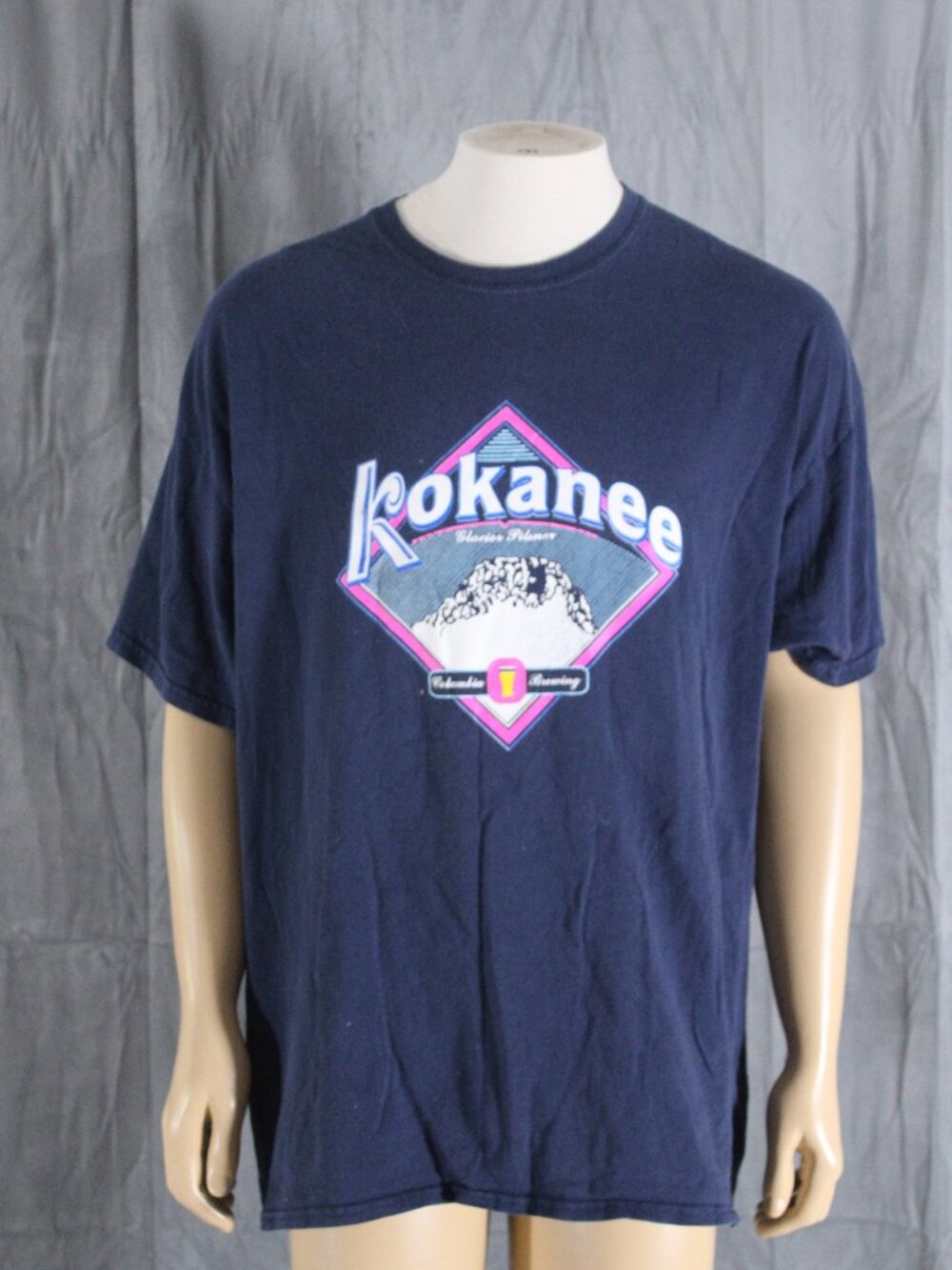 Vintage Beer Shirt - Kokanee Beer Neon Pink Logo - Men's XL